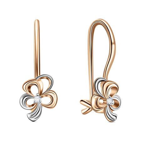 Золотые детские серьги с бриллиантами