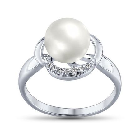 Кольцо SOKOLOV из серебра с жемчугом и фианитами