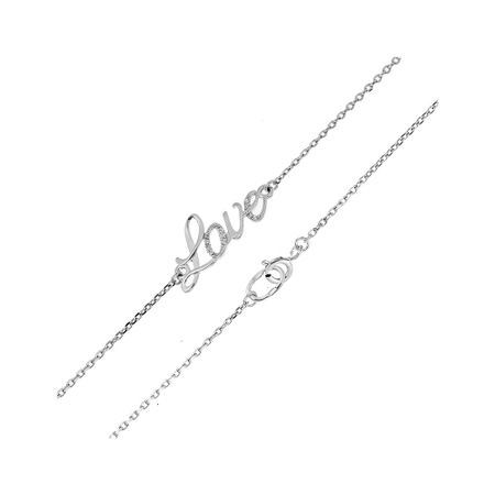 Серебряный браслет LOVE с фианитами и родированием