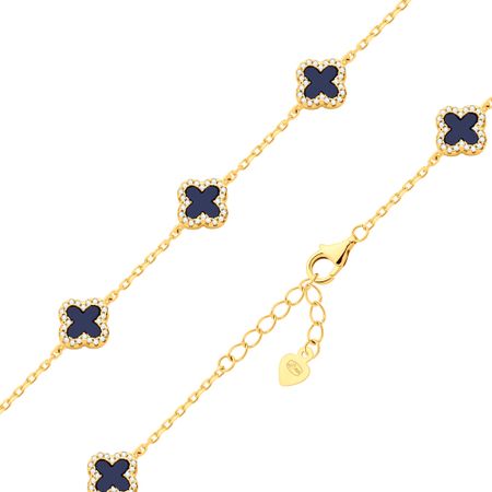 Серебряный браслет с пластиком и фианитами с позолотой