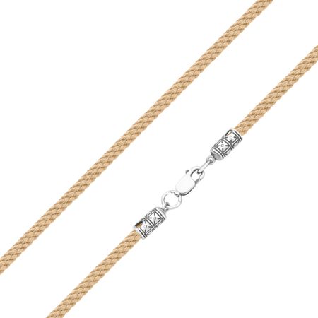 Текстильный шнурок с серебряным замком с чернением