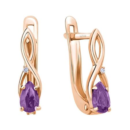 Золотые серьги с аметистами и бриллиантами