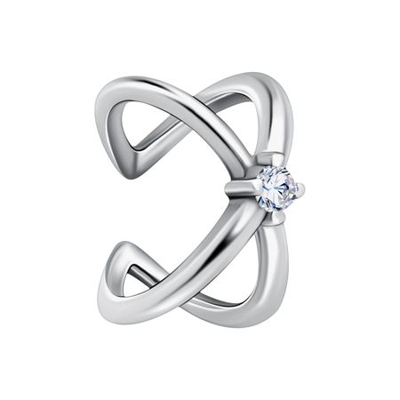 Серебряная серьга с фианитом и родированием