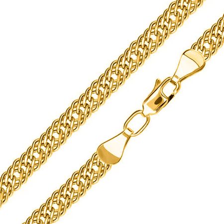 Серебряный браслет Тройной ромб с позолотой