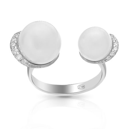 Кольцо из серебра с жемчугом SWAROVSKI и фианитами