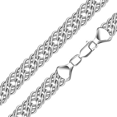 Серебряный полновесный браслет Тройной ромб с алмазной гранью