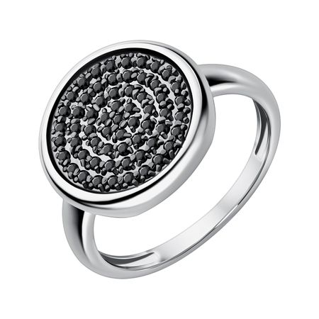 Серебряное кольцо с фианитами и платиновым покрытием