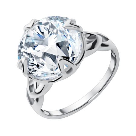 Серебряное кольцо с хрусталем и родированием