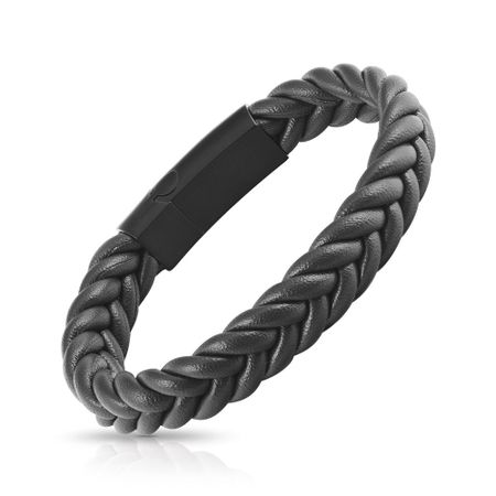 Кожаный мужской браслет с титановым замком