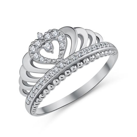 Серебряное кольцо Диадема с фианитами и родированием наталия зябкова диадема справедливости