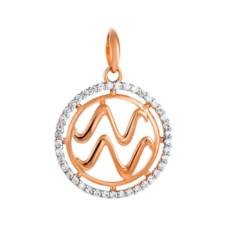 Золотая подвеска с фианитами со знаком зодиака Водолей татьяна юрьевна борщ водолей гороскоп на 2026 год