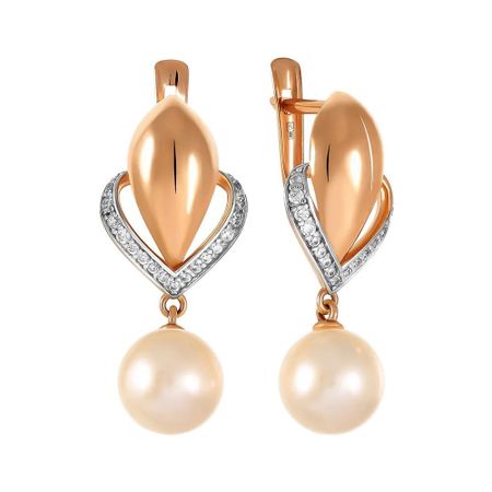 Серьги TALANT из золота с жемчугом и фианитами