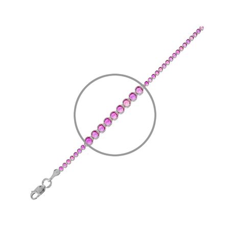 Серебряный браслет с рубинами и родированием