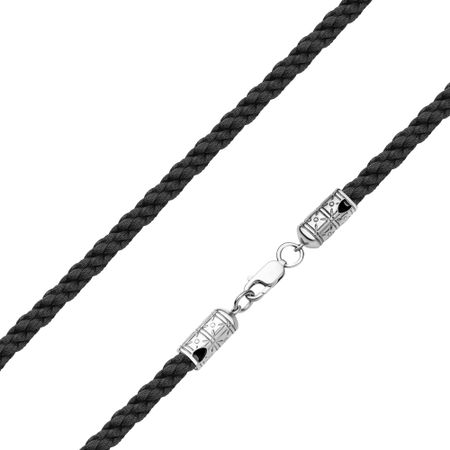 Текстильный шнурок с серебряным замком с чернением