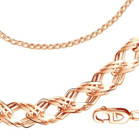 Серебряная цепочка Тройной ромб с позолотой