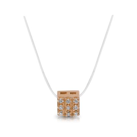 Серебряное колье на леске с фианитами и позолотой