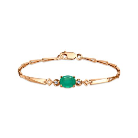 Серебряный браслет с агатом и фианитами с позолотой