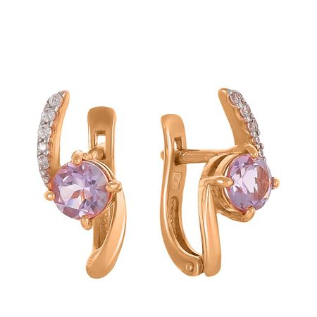 Серьги TALANT из золота с аметистами и фианитами