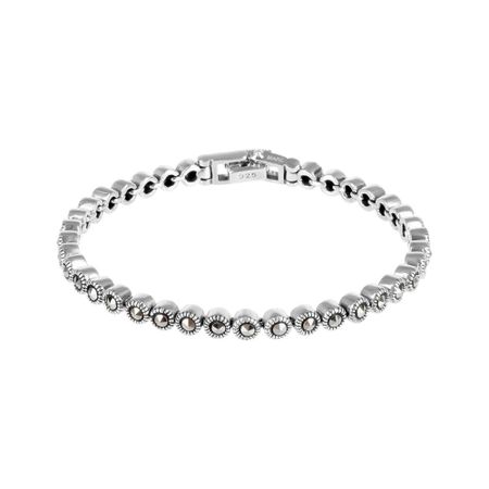 Серебряный браслет с марказитами и чернением