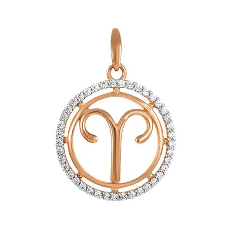 Золотая подвеска с фианитами со знаком зодиака Овен