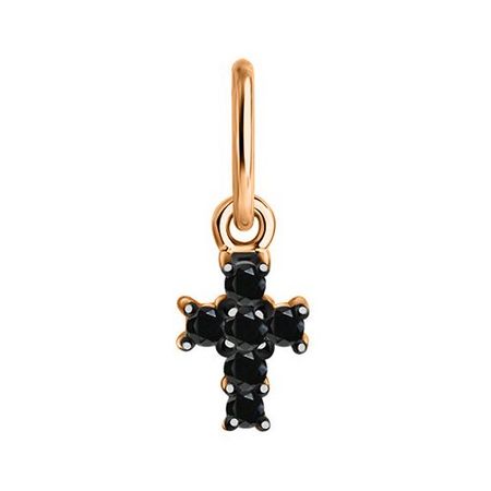 Золотая подвеска Крест с бриллиантами и черным родированием