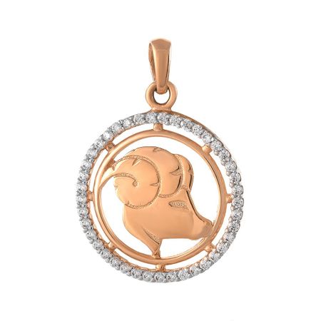 Золотая подвеска с фианитами со знаком зодиака Овен