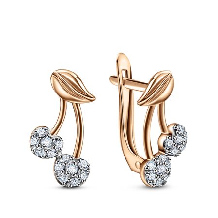 Золотые детские серьги Вишня с фианитами pilot вишня в у перьевая ручка золотое перо