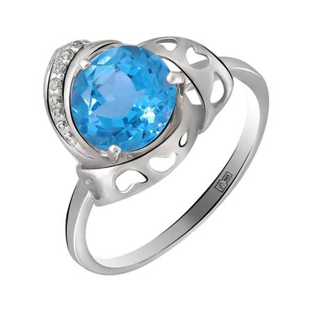 Кольцо из золота с топазом и кристаллами