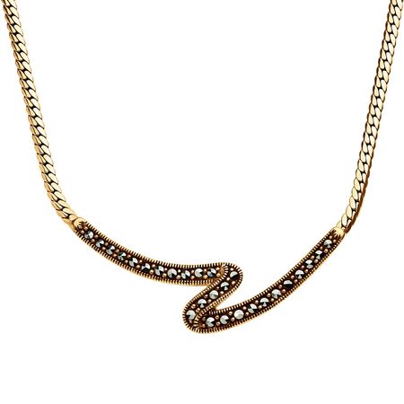 Серебряное колье с марказитами и чернением