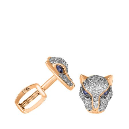 Серьги-пусеты из золота с сапфирами и бриллиантами