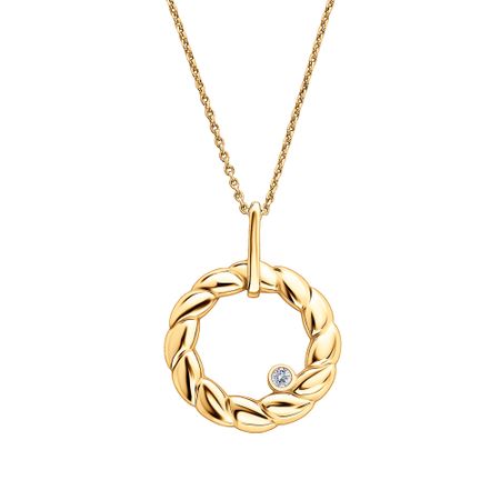 Серебряное колье с фианитом SWAROVSKI и позолотой