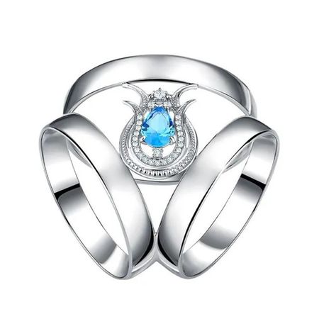 Серебряный зажим для платка с топазом Swiss и фианитами с родированием