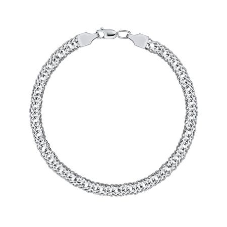 Серебряный полновесный браслет Тройной ромб с алмазной гранью