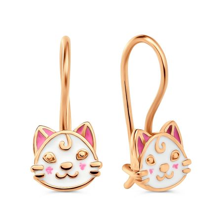 Золотые детские серьги с эмалью