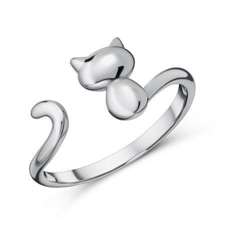 Серебряное кольцо Кошка с родированием миниатюрная кошка из смолы moonbiffy