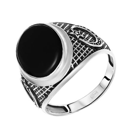 Серебряная печатка с ониксом и чернением