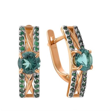 Серьги из золота с кварцем и фианитами