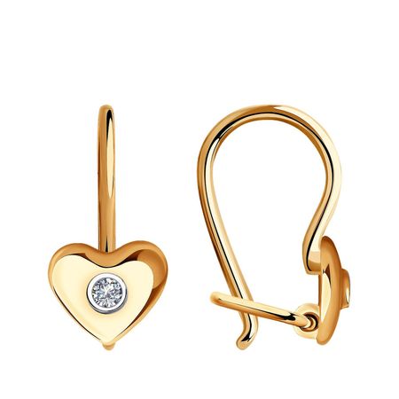 Золотые детские серьги с бриллиантами и родированием