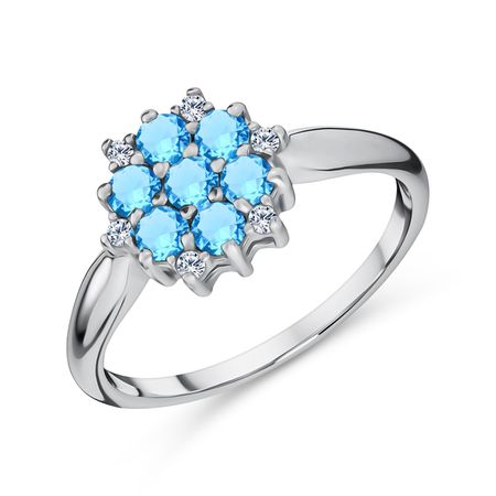 Серебряное кольцо с алпанитами и фианитами с родированием