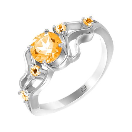 Серебряное кольцо с цитринами и родированием