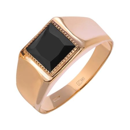 Кольцо-печатка из золота с фианитом