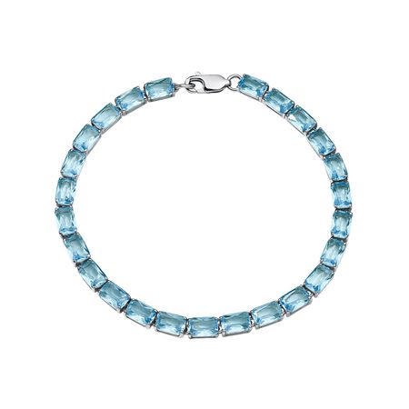 Серебряный браслет с ювелирным стеклом и родированием