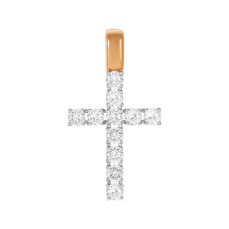 Золотая подвеска Крест с кристаллами