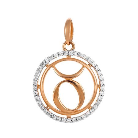 Золотая подвеска с фианитами со знаком зодиака Телец