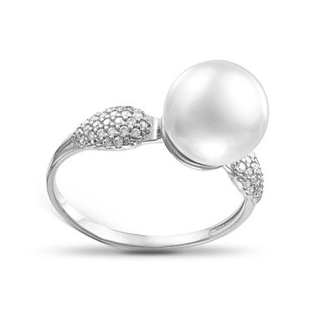 Кольцо из серебра с жемчугом SWAROVSKI и фианитами