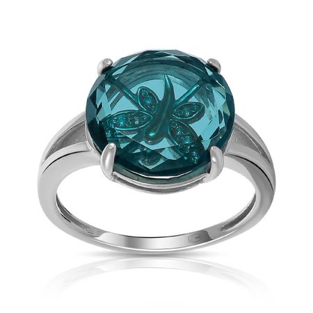 Кольцо Бабочка из серебра с алпанитом и фианитами