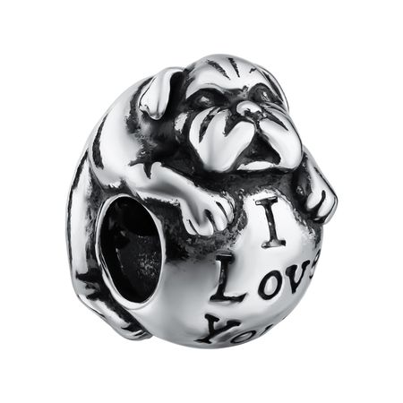 Серебряный шарм I Love You с чернением
