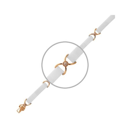 Серебряный браслет с керамикой и фианитами с позолотой