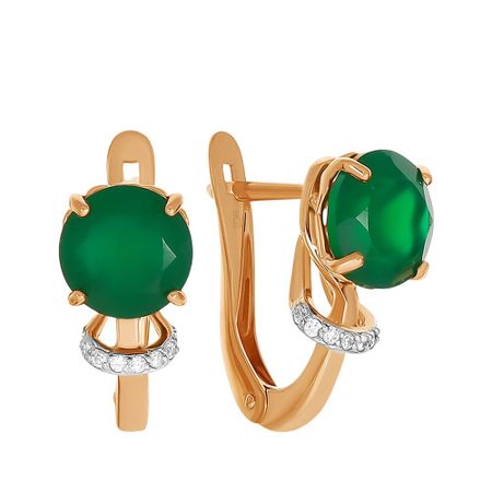 Серьги из золота с агатами и фианитами