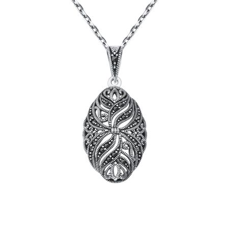 Серебряная подвеска с марказитами и чернением